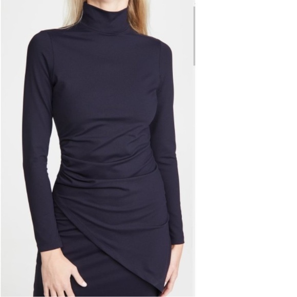 SUSANA MONACO MOCK NECK OVERLAP GATHERED DRESS - Picture 2 of 8